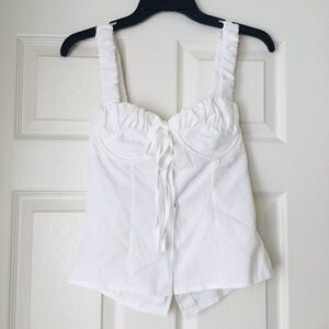 White Corset Ruffle Tank Top